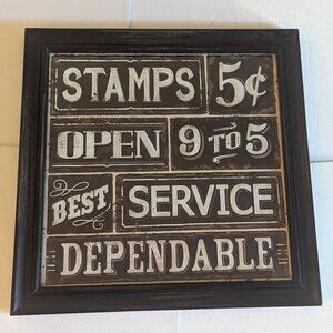 NWT Victorian Advertising 'Stamps 5c Open 9 to 5' Home Wall Decor Michael's NEW